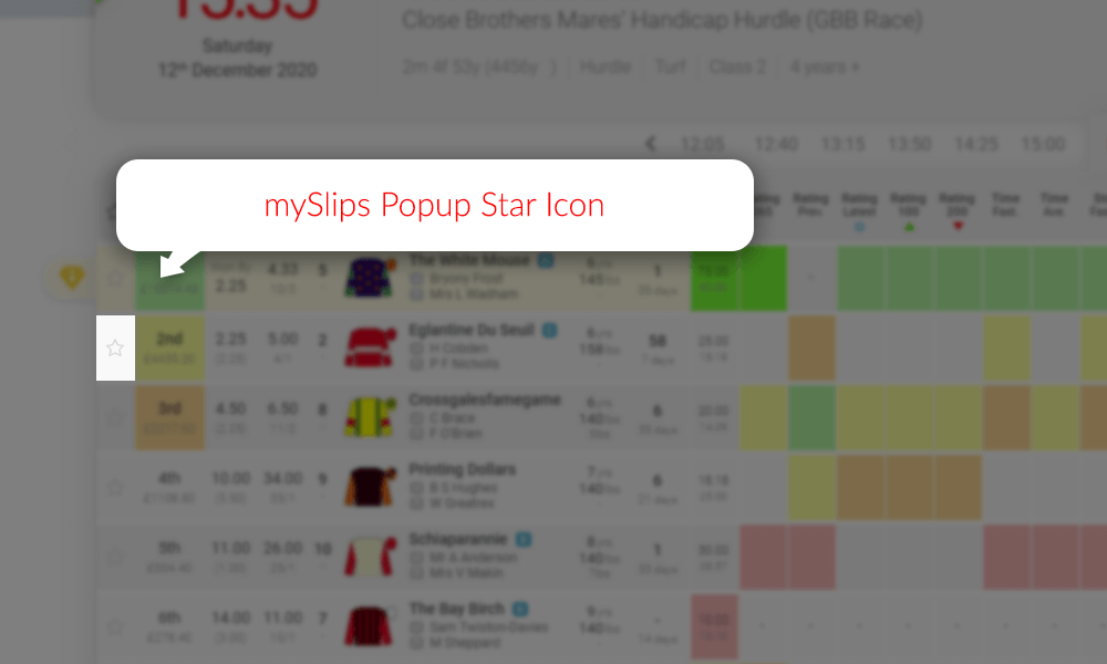 Sample Race Card mySlips Star Icon - TrackMate